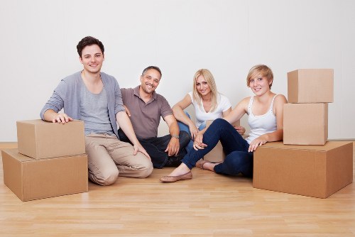 Large moving truck transporting furniture