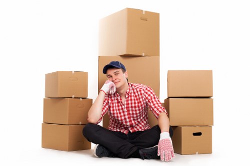 Removals Chiswick team handling office furniture